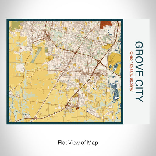 Rendered View of Grove City Ohio Map on 20oz Stainless Steel Insulated Bottle with Bamboo Top with printed woodblock style map