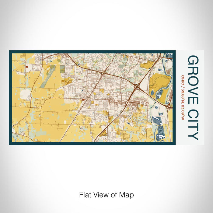Rendered View of Grove City Ohio Map on 17oz Stainless Steel Insulated Bottle with printed woodblock style map