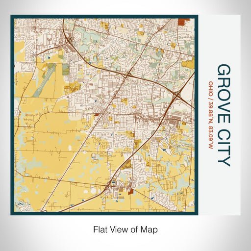 Rendered View of Grove City Ohio Map on 17oz Stainless Steel Insulated Tumbler in Woodblock Map Style