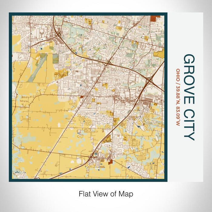 Rendered View of Grove City Ohio Map on 17oz Stainless Steel Insulated Tumbler in Woodblock Map Style