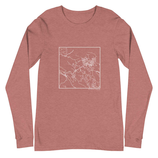 Groveland California  Map Unisex Long-Sleeve T-shirt with City inscription in Heather Mauve