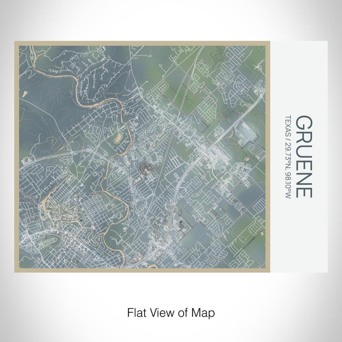 Rendered View of Gruene Texas Map on 20oz Stainless Steel Insulated Bottle with Bamboo Top with printed afternoon style map