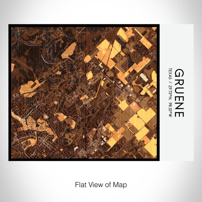 Rendered View of Gruene Texas Map on 20oz Stainless Steel Insulated Bottle with Bamboo Top with printed ember style map