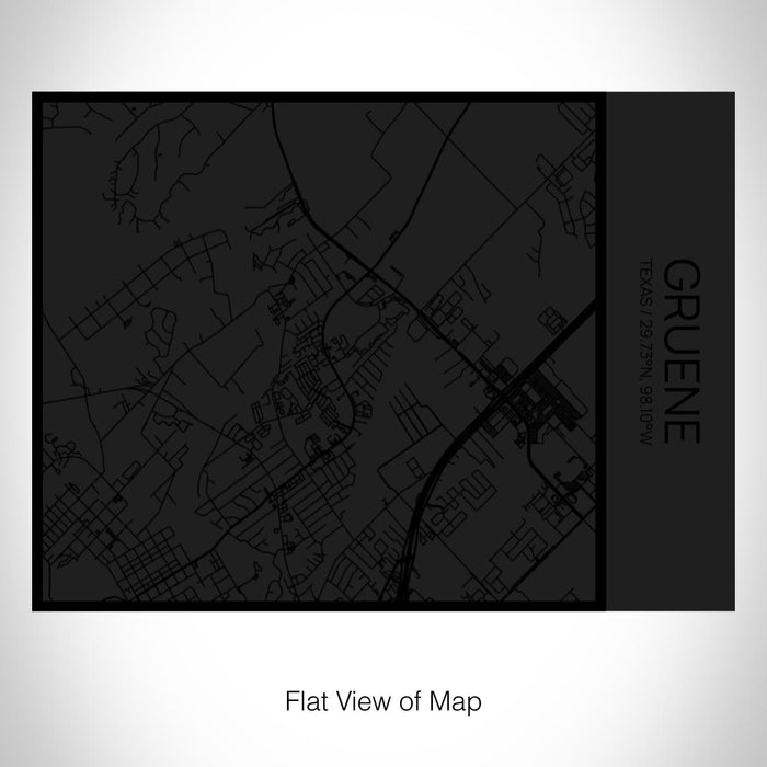 Rendered View of Gruene Texas Map on 20oz Stainless Steel Insulated Bottle with Bamboo Top in Matte Black with printed Tactile Lines Map in Black