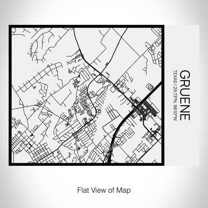 Rendered View of Gruene Texas Map on 20oz Stainless Steel Insulated Bottle with Bamboo Top in Matte White with printed Tactile Lines Map in Black