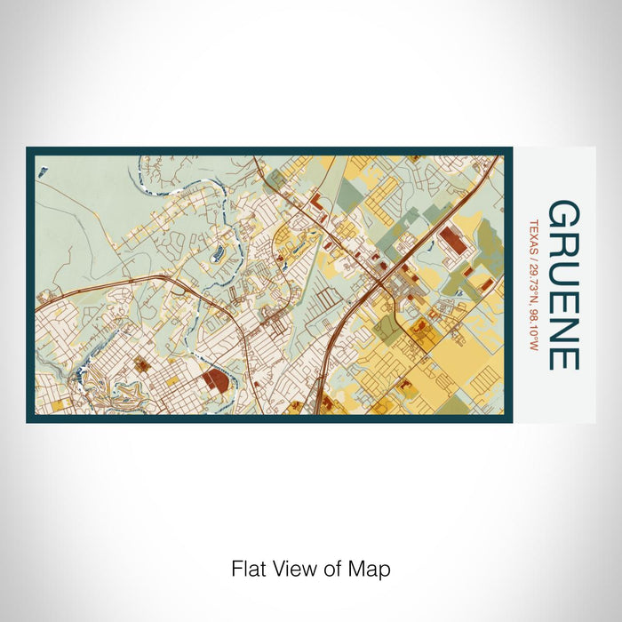 Rendered View of Gruene Texas Map on 17oz Stainless Steel Insulated Bottle with printed woodblock style map