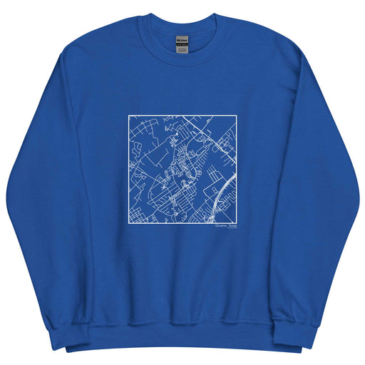 Gruene Texas  Map Unisex Crewneck Sweater with City inscription in Royal Blue