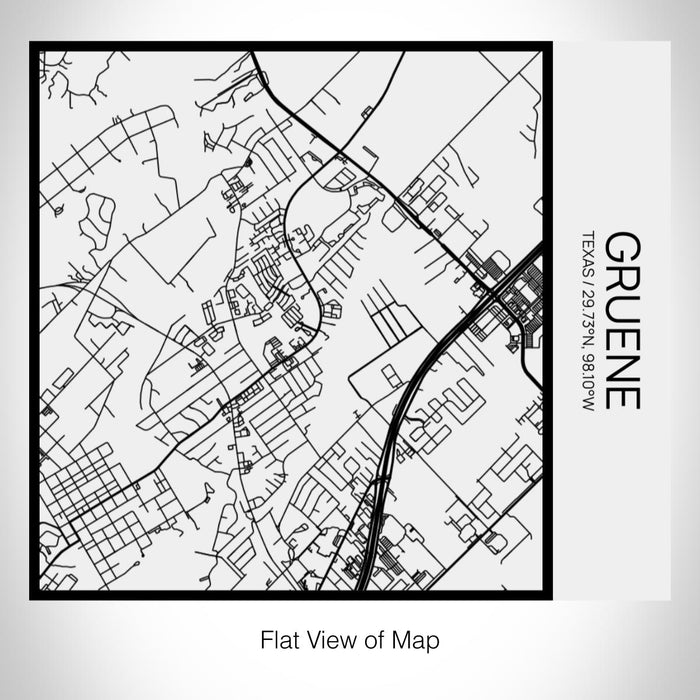 Rendered View of Gruene Texas Map on 17oz Stainless Steel Insulated Tumbler in Matte White with Tactile Lines