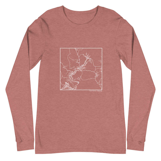 Guerneville California  Map Unisex Long-Sleeve T-shirt with City inscription in Heather Mauve
