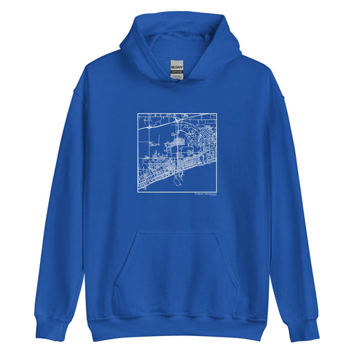 Gulfport Mississippi  Map Unisex Hoodie Sweater with City inscription in Royal Blue