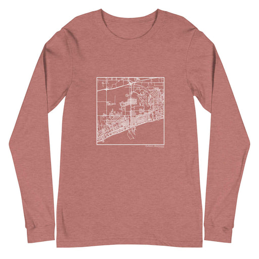 Gulfport Mississippi  Map Unisex Long-Sleeve T-shirt with City inscription in Heather Mauve