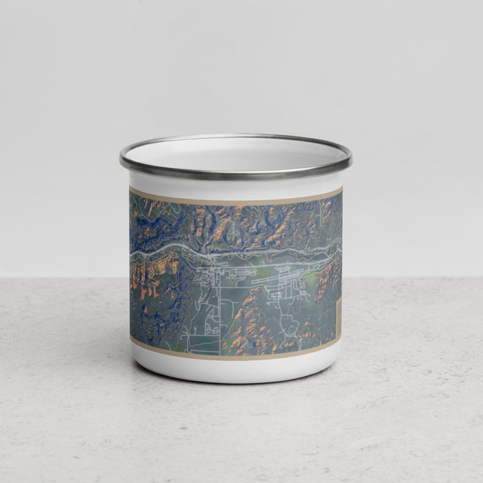Front View Custom Gypsum Colorado Map Enamel Mug in Afternoon