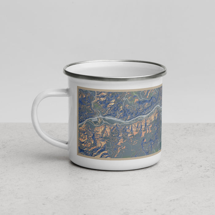 Left View Custom Gypsum Colorado Map Enamel Mug in Afternoon