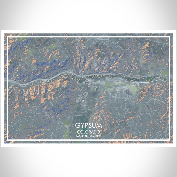 Gypsum Colorado Map Print Landscape Orientation in Afternoon Style With Shaded Background