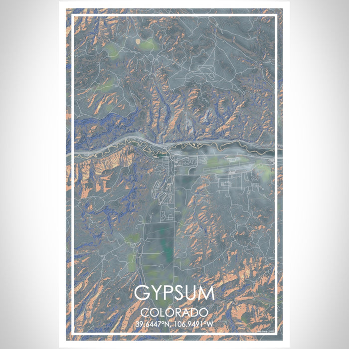 Gypsum Colorado Map Print Portrait Orientation in Afternoon Style With Shaded Background