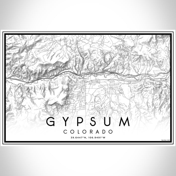 Gypsum Colorado Map Print Landscape Orientation in Classic Style With Shaded Background