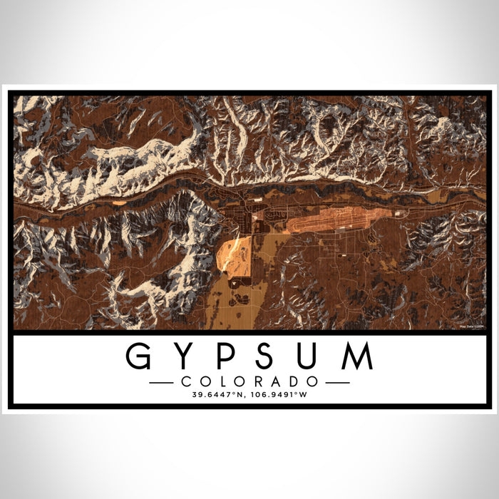 Gypsum Colorado Map Print Landscape Orientation in Ember Style With Shaded Background