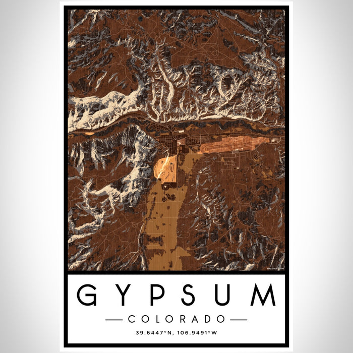 Gypsum Colorado Map Print Portrait Orientation in Ember Style With Shaded Background