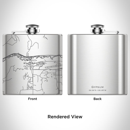 Rendered View of Gypsum Colorado Map Engraving on 6oz Stainless Steel Flask