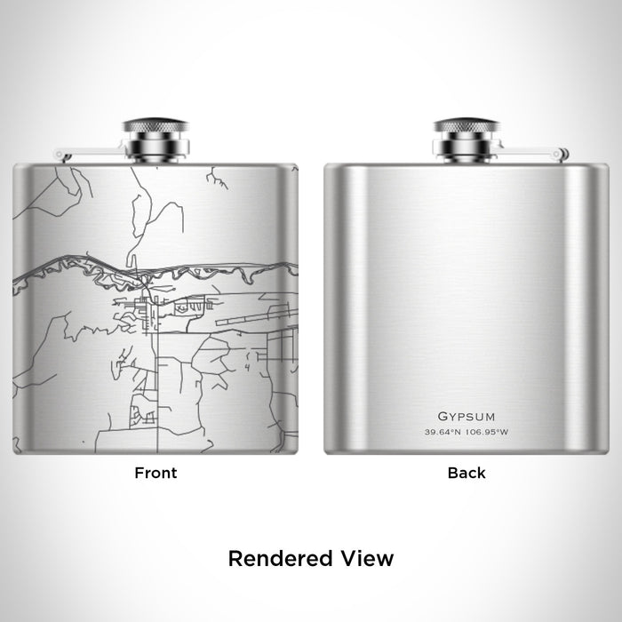 Rendered View of Gypsum Colorado Map Engraving on 6oz Stainless Steel Flask
