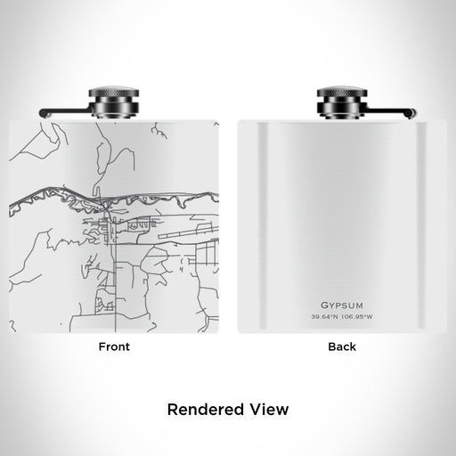 Rendered View of Gypsum Colorado Map Engraving on 6oz Stainless Steel Flask in White