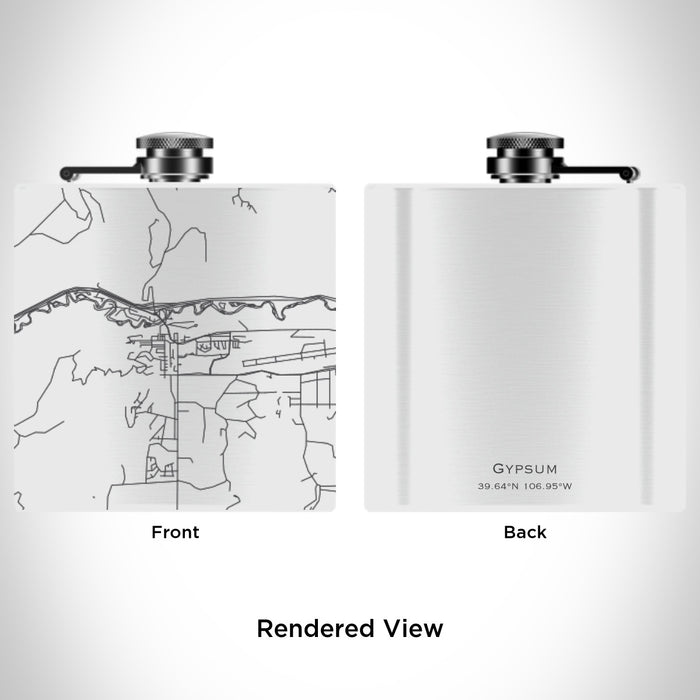 Rendered View of Gypsum Colorado Map Engraving on 6oz Stainless Steel Flask in White