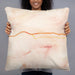 Person holding 22x22 Custom Gypsum Colorado Map Throw Pillow in Watercolor