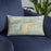 Custom Gypsum Colorado Map Throw Pillow in Woodblock on Blue Colored Chair