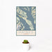 12x18 Haines Alaska Map Print Portrait Orientation in Woodblock Style With Small Cactus Plant in White Planter