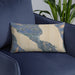 Custom Haines Alaska Map Throw Pillow in Afternoon on Blue Colored Chair