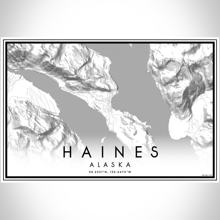 Haines Alaska Map Print Landscape Orientation in Classic Style With Shaded Background