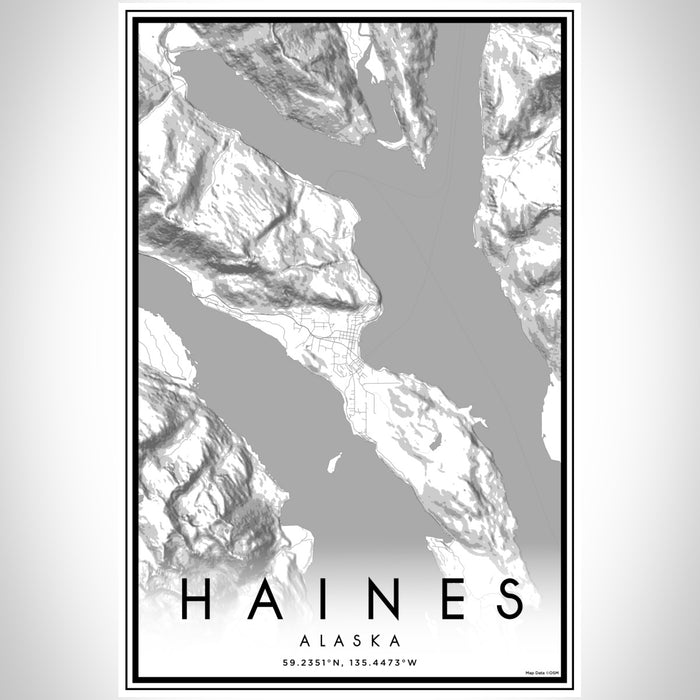 Haines Alaska Map Print Portrait Orientation in Classic Style With Shaded Background