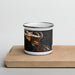 Front View Custom Haines Alaska Map Enamel Mug in Ember on Cutting Board