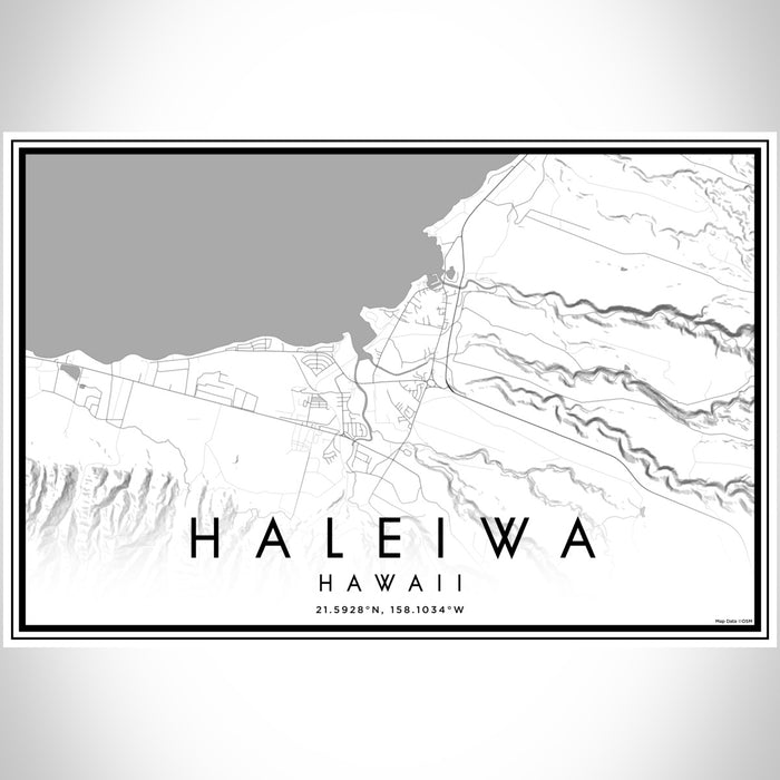 Haleiwa Hawaii Map Print Landscape Orientation in Classic Style With Shaded Background