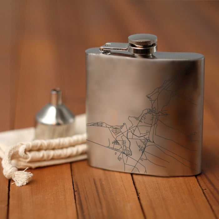 Haleiwa Hawaii Custom Engraved City Map Inscription Coordinates on 6oz Stainless Steel Flask