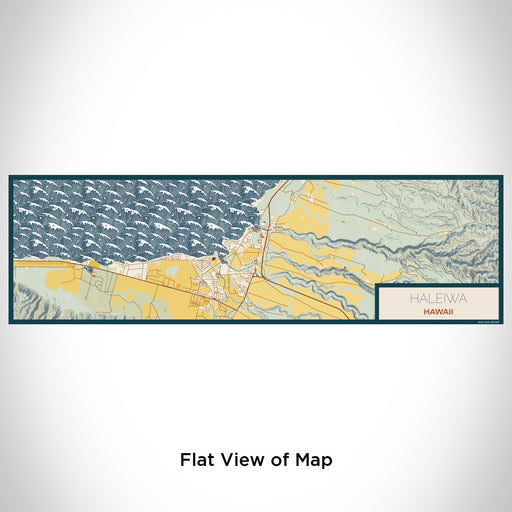 Flat View of Map Custom Haleiwa Hawaii Map Enamel Mug in Woodblock