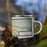 Right View Custom Haleiwa Hawaii Map Enamel Mug in Woodblock on Grass With Trees in Background