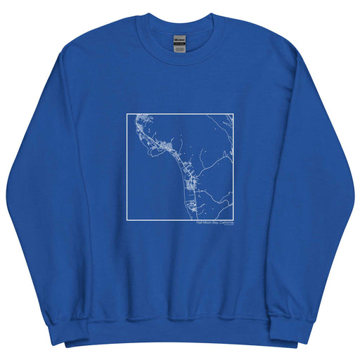 Half Moon Bay California  Map Unisex Crewneck Sweater with City inscription in Royal Blue
