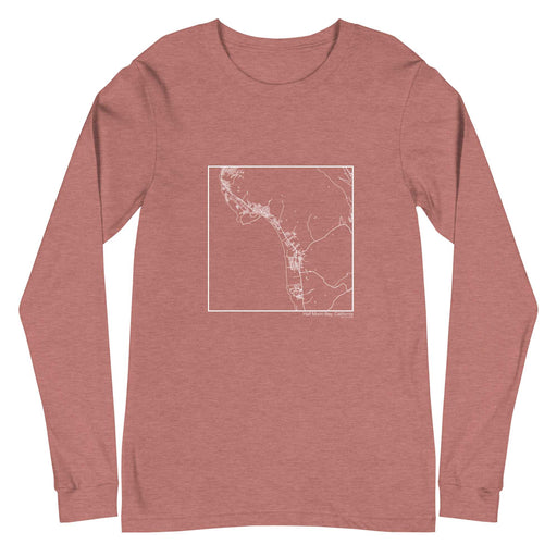 Half Moon Bay California  Map Unisex Long-Sleeve T-shirt with City inscription in Heather Mauve