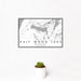 12x18 Half Moon Lake Wyoming Map Print Landscape Orientation in Classic Style With Small Cactus Plant in White Planter