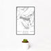 12x18 Half Moon Lake Wyoming Map Print Portrait Orientation in Classic Style With Small Cactus Plant in White Planter