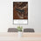 24x36 Half Moon Lake Wyoming Map Print Portrait Orientation in Ember Style Behind 2 Chairs Table and Potted Plant