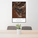 24x36 Half Moon Lake Wyoming Map Print Portrait Orientation in Ember Style Behind 2 Chairs Table and Potted Plant