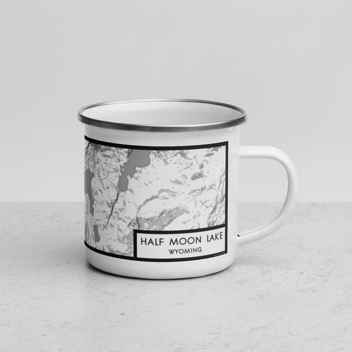 Right View Custom Half Moon Lake Wyoming Map Enamel Mug in Classic