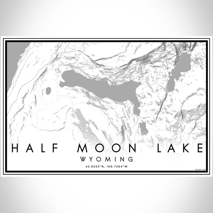 Half Moon Lake Wyoming Map Print Landscape Orientation in Classic Style With Shaded Background