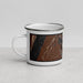 Left View Custom Half Moon Lake Wyoming Map Enamel Mug in Ember