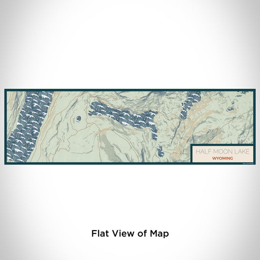 Flat View of Map Custom Half Moon Lake Wyoming Map Enamel Mug in Woodblock