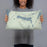 Person holding 20x12 Custom Half Moon Lake Wyoming Map Throw Pillow in Woodblock
