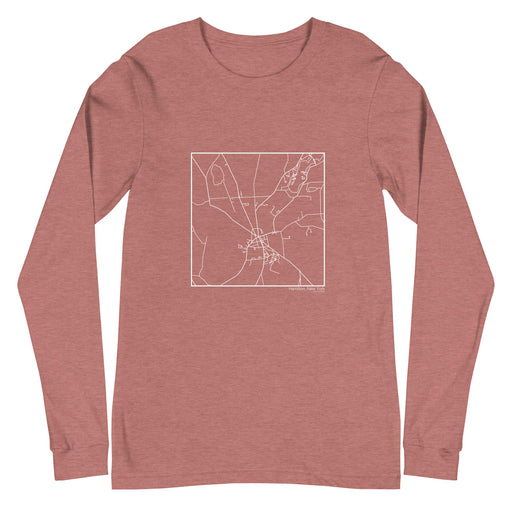 Hamilton New York  Map Unisex Long-Sleeve T-shirt with City inscription in Heather Mauve