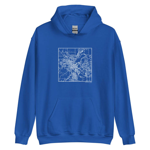 Hamilton Ohio  Map Unisex Hoodie Sweater with City inscription in Royal Blue